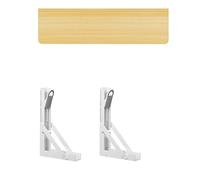 Wall Mounted Folding Dining Table Space Saving Kitchen Desk Invisible Workstation with Storage Shelf Log Design 80x30cm 32x12in Perfect for Small Spaces