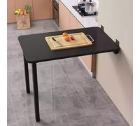 Wall-Mounted Folding Dining Table Space-Saving Multi-Functional Desk for Kitchen Living Room Home Office Black 90x70cm (35.4x27.6in)