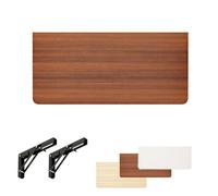 Wall-Mounted Folding Laundry Table & Desk - Space-Saving Floating Desk for Home Office Bar Kitchen - White/Black Walnut Finish 40x30cm (15.7x12in)