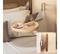 Wall mounted folding round table,Folding Table Wall Mounted Small Round Tray, Fold Down Wall Desk Retractable Wall Table for Bed Shelf Wood Fold Down Table Folding Coffee Table for Bedroom L