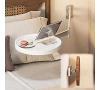 Wall mounted folding round table,Folding Table Wall Mounted Small Round Tray, Fold Down Wall Desk Retractable Wall Table for Bed Shelf Wood Fold Down Table Folding Coffee Table for Bedroom L