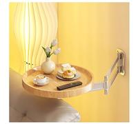 Wall Mounted Folding Round Table, Space-Saving Bedside Shelf for Bedroom and Living Room