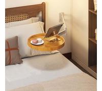 Wall-Mounted Folding Round Table, Space-Saving Detachable Side Table for Sofa, Living Room, Bedroom, Study, Natural Finish, 28x28cm