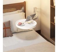 Wall-Mounted Folding Round Table, Space-Saving Detachable Side Table for Sofa, Living Room, Bedroom, Study, Natural Finish, 28x28cm