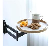 Wall mounted folding round table,Wall Mounted Folding Table Floating Round Table Diameter 11.8" Small Desk With180° Detachable Flip-out Design Hanging Table Drop Leaf Table Space Saving For
