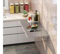 Wall Mounted Folding Shelf - Stainless Steel Drop-Leaf Table Space-Saving Foldable Breakfast Bar & Floating Dining Table for Kitchen Laundry Room - 70x40cm / 28x16in
