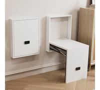 Wall Mounted Folding Shoe Bench Solid Wood Seat for Entryway & Bathroom Invisible Shoe Stool Space Saving Design (31x28x39cm 12x11x16in) White