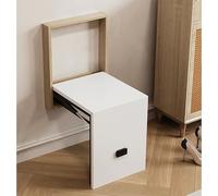 Wall Mounted Folding Shoe Changing Stool Space Saving Solid Wood Bench Invisible Design for Entryway & Bathroom Seating 31x28x39cm (12x11x16in) White