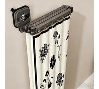 Wall Mounted Folding Shower Curtain, Adjustable Suction Cup Shower Curtain Rod, Extendable Shower Curtain for Bathroom, Closet, Home (Four Folds)