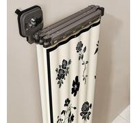 Wall Mounted Folding Shower Curtain with Suction Cup, Adjustable Extendable Rod for Bathroom Bathtub and Clothing Store