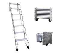 Wall-Mounted Folding Stairs, Retractable Loft Foldable Ladder with Widened Pedals, Home Outdoor Telescoping Attic Ladder with Pull Down System, Extension Staircase Collapsible(H130CM/51.2IN)