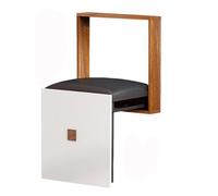Wall-Mounted Folding Stool, Wooden Shower Bench, Entryway Shoe Rack with Leather Cushion, Space-Saving Folding Chair for Hallway (Color: Walnut)