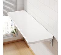 Wall Mounted Folding Table - 12" W x 47.2" L Space-Saving Dining Table, 1" Thick White Foldable Workbench for Kitchen, Laundry, Office - Versatile & Stylish Solution