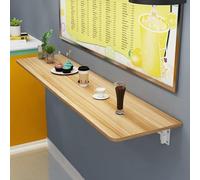 Wall Mounted Folding Table 32" x 16" Space Saving Laundry & Computer Desk with Collapsible Shelf Brackets Floating Murphy Desk for Small Spaces (Walnut 110x40cm 44x16in)