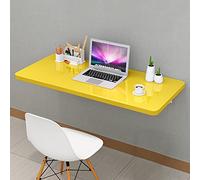 Wall-Mounted Folding Table - 50-120cm Adjustable Wooden Kitchen Table in Black, Blue, White, Yellow for Study, Kitchen, Laundry, Bar - Space-Saving Design