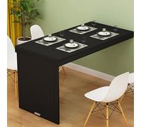 Wall Mounted Folding Table - Black Wooden Floating Desk, 70KG Capaci, Space-Saving Solut for Kitchen & Home Office, 80x60cm, Versatile & Slish Folding Design