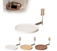 Wall-Mounted Folding Table - Cact Round Wooden Tray Space-Saving Flip-Out Desk with Retractable Shelf Perfect for Bedroom Living Room Home Office Study Easy Installat