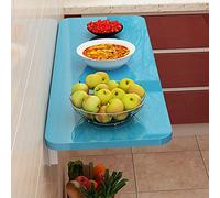 Wall Mounted Folding Table - Compact Laundry & Workbench Space-Saving Wood Fold Down Desk for Kitchen Bedroom & Restaurant Adjustable 40cm-120cm Stylish Blue