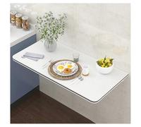 Wall Mounted Folding Table - Faux Marble Design, Sturdy Metal Brackets, Space-Saving Wood Desk, 4.1cm Thickness, Ideal for Home Office, Kitchen, and Small Spaces
