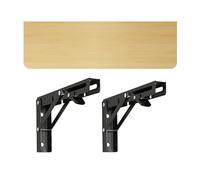 Wall Mounted Folding Table - Heavy Duty Compact Drop-Leaf Desk for Home/Office/Kitchen/Dining Room with Wood Top and 2 Metal Brackets