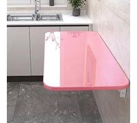 Wall Mounted Folding Table - Heavy Duty Space-Saving Desk for Laundry Room, Home Office & Bedroom - Floating Laptop Table with Bracket (Pink, 90x50cm/35)