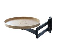 Wall Mounted Folding Table, Round Desk with 180° Rotation, Foldable Coffee Table with Retractable Shelf, Bedside Floating Side Table