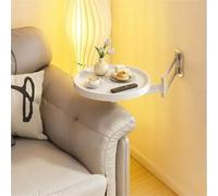 Wall-Mounted Folding Table - Small Round Tray & Flip-Out Design Space-Saving Extendable Dining Desk & Nightstand Floating Side Table White
