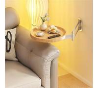 Wall-Mounted Folding Table - Small Round Tray Space-Saving Flip-Out Design Extendable Nightstand & Dining Table Original Wood Color Perfect for Limited Spaces