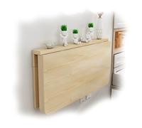 Wall-Mounted Folding Table, Solid Wood Space-Saving Desk for Small Rooms, Versatile Laptop & Dining Table (60x40cm/24x16in) - Compact Design for Limited Spaces