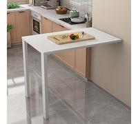 Wall Mounted Folding Table Space Saving Computer Workstation Drop Leaf Dining Table Breakfast Bar for Office Home & Kitchen White 80x70 cm
