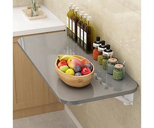 Wall Mounted Folding Table - Space Saving Drop Leaf Desk for Home Office Kitchen & Dining - Multi-Purpose Floating Workbench with Easy Assembly