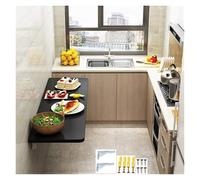 Wall Mounted Folding Table Space Saving Floating Desk for Small Rooms Rounded Corner Design Ideal Writing & Learning Surface Black 70x50cm (27.6x19.7in)