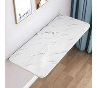 Wall Mounted Folding Table Space Saving Foldable Study Desk & Dining Table 90x40cm Floating Computer Desk for Home Office Living Room Bedroom - White Texture