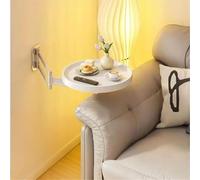 Wall Mounted Folding Table Space Saving Round Tray Desk Flip Out Nightstand Exble Dining Table & Floating Shelf (White) for Small Spaces