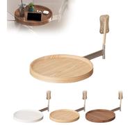 Wall-Mounted Folding Table - Space-Saving Round Wood Desk with Retractable Shelf Cact Flip-Out Tray for Bedroom Living Room Home Office Study Use