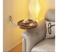 Wall Mounted Folding Table Space Saving Small Round Tray Flip Out Design Nightstand & Exble Dining Table Floating Side Table & Shelf (Brown)