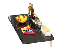 Wall-Mounted Folding Table, Space-Saving Wooden Desk with Iron Bracket, Max 40kg Capacity, 90x30cm (36x12in), Black, Versatile for Kitchen & Home Office