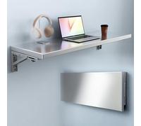 Wall Mounted Folding Table, Stainless Steel Space Saving Design, Ideal for Small Spaces, Converts from 24 to 40 Inches, Perfect for Compact Desk Use