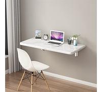 Wall Mounted Folding Table - White Imitation Marble Drop-leaf Desk, Space-Saving Kitchen Dining & Writing Table for Small Home Office, Compact 50x40cm Design