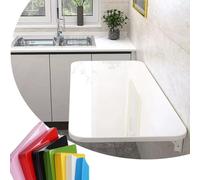 Wall Mounted Folding Table - White Wooden Concess Shelf Space-Saving Floating Desk Wortat 70x50cm Study & Work Bench for Home & Office Use