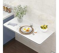 Wall Mounted Folding TableSpace Saving Marble Texture Desk 20" x 12" Compact Floating Workbench Elegant White/Black Finish Ideal for Home Office & Small Spaces Versatile MultiUse Design