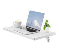 Wall Mounted Folding TableSpaceSaving Floating Desk Drop Leaf Dining Table for Kitchen & Laundry HeavyDuty Brackets Compact White Design 40x100cm