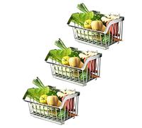 Wall Mounted Fruit and Vetable Rack Stackable 3-Tier Silver Wire Basket Holder Kitchen Sto nizer for Fruits and V Space-Saving Food Rack Stand
