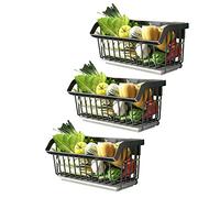 Wall-Mounted Fruit & Vetable Rack Stackable Silver Wire Basket Holder for Kitchen Sto 3-Tier Stacking Shelves for nized Food Display Kitchen nizer