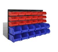 Wall Mounted Garage Plastic Storage Bin Set 30 pcs Blue & Red