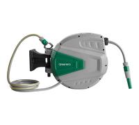 Wall Mounted Garden Hose Reel, 20+2m Retractable Hose Pipe, Auto Rewind System, Easy to Install, Any Length Lock,180°Swivel Bracket, Heavy Duty Water Hose Reel