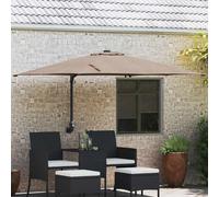 Wall Mounted Garden Parasol 248x248cm LED Solar Tiltable Outdoor Umbrella Blue