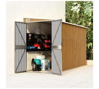 Wall-mounted garden shed Brown 118x288x178cm Galvanised Steel Lockable with lock
