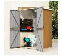 Wall-mounted Garden Shed Brown Galvanised Steel 118x100x178 cm Lockable Lockbox