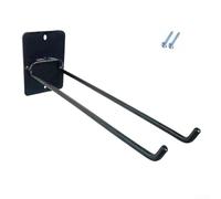 Wall Mounted Garden Tool Organizer Rack for Shovels and Rakes, Heavy Duty 22kg Capacity Storage Hook with Anti-Slip Texture, Weather-Resistant Coating, Black (25 x 10 x 7 cm)